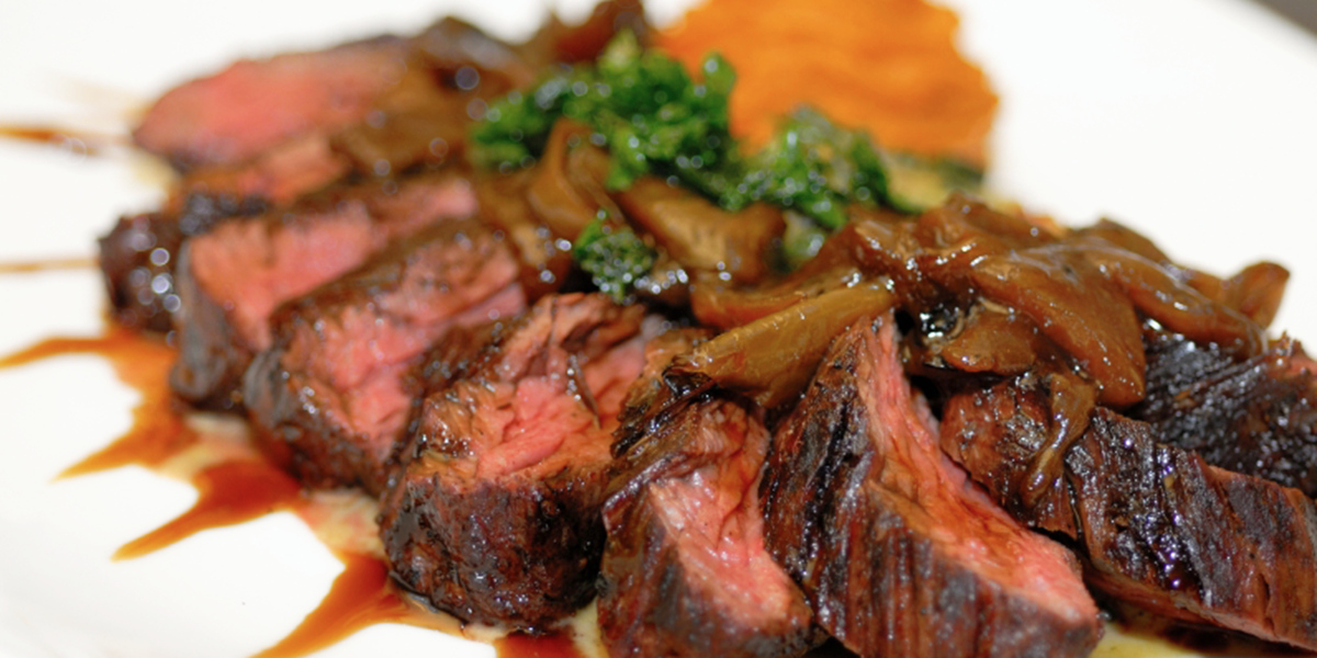 Roasted Beef Rib Eye Steak with Golden Chanterelles & Bordelaise Sauce ...